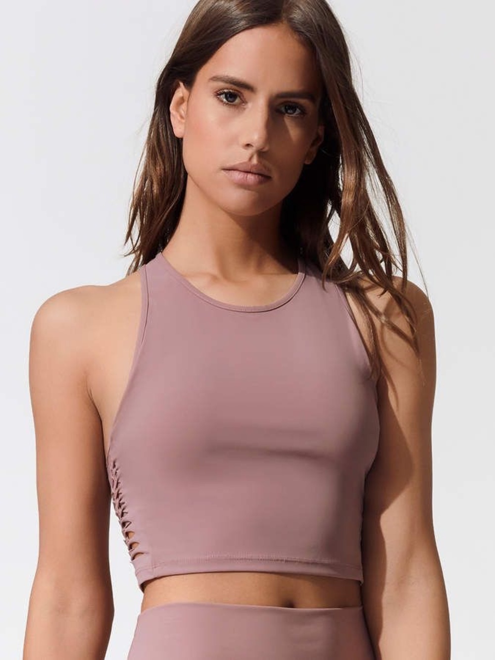 ALO Yoga Reform Bra Mauve High-Neck Crop Tank M